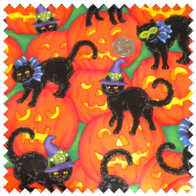 Halloween cats and pumpkins
