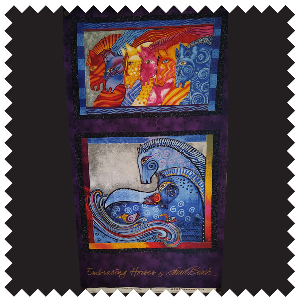 Laurel Burch Embracing Horses Panel - Blue