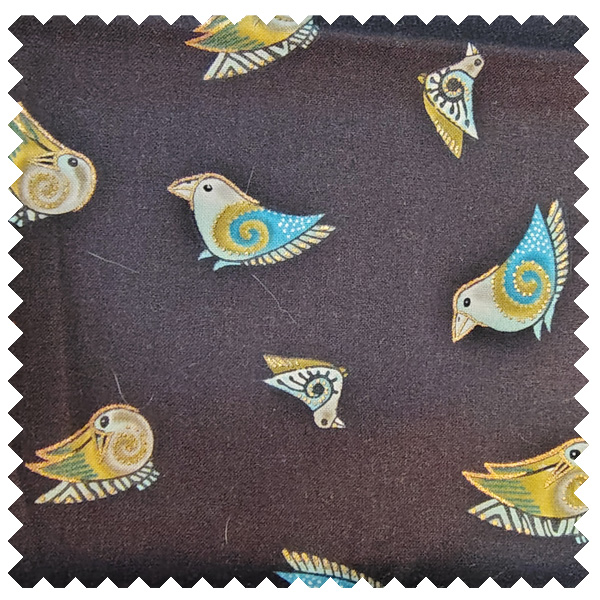 Laurel Burch Embracing Horses - Tossed Birds - Blue - Remnant 19"