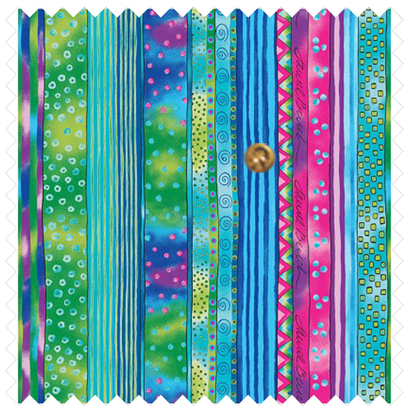 Laurel Burch Dog and Doggies Stripe Remnant 16"